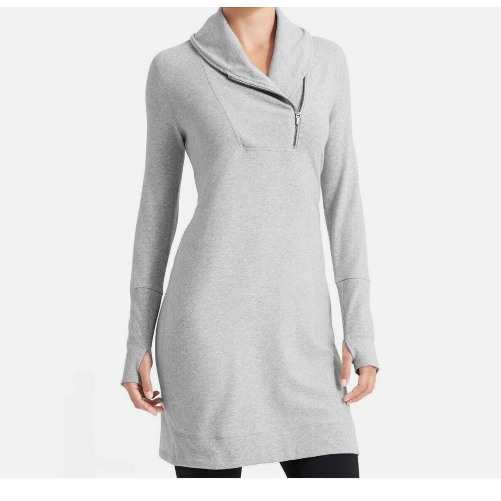ATHLETA Light Gray Om to Home Sweatshirt Style Tunic Dress or Top size small